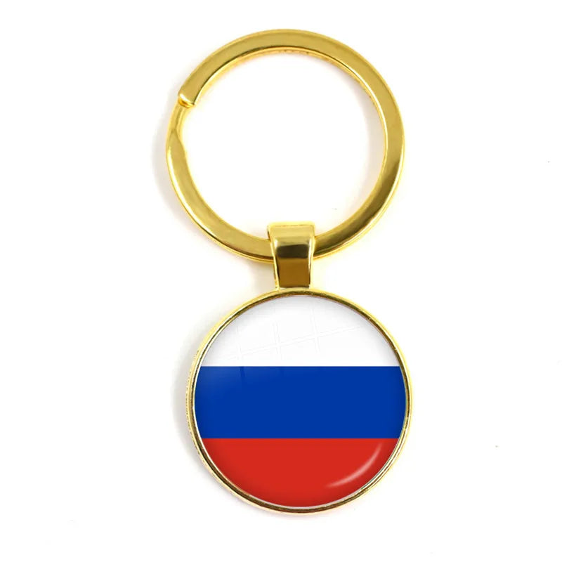 National Flag Round Keychain Korea, Serbia, Russia, Slovenia, Argentina, the United States, Turkey, Spain, Dominica Keyring Gift