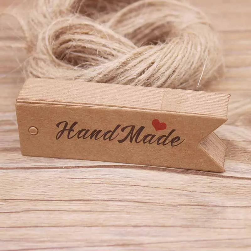 100pcs Kraft Gift Tags with 20m Rope Thank You Paper tags for  Gift New Year Halloween Christmas Label Party Decoration