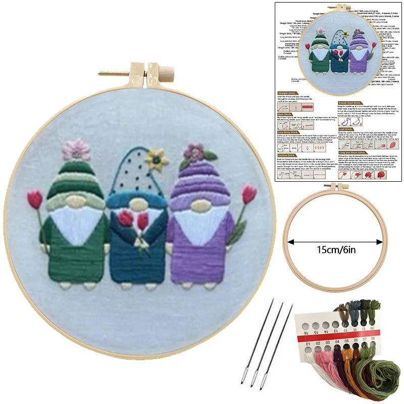 New Christmas Embroidery Kit DIY Embroidery Kit with All the Materials Included Santa Gift Home Decor