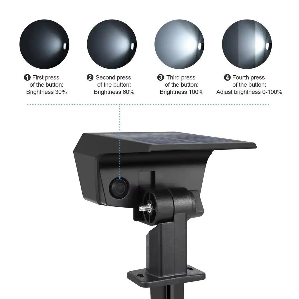 Solar Led Spotlight Landscape Lamp Powered Lawn Spotlights Lights Warm White Garden Adjustable Outdoor Driveway Waterproof Spike