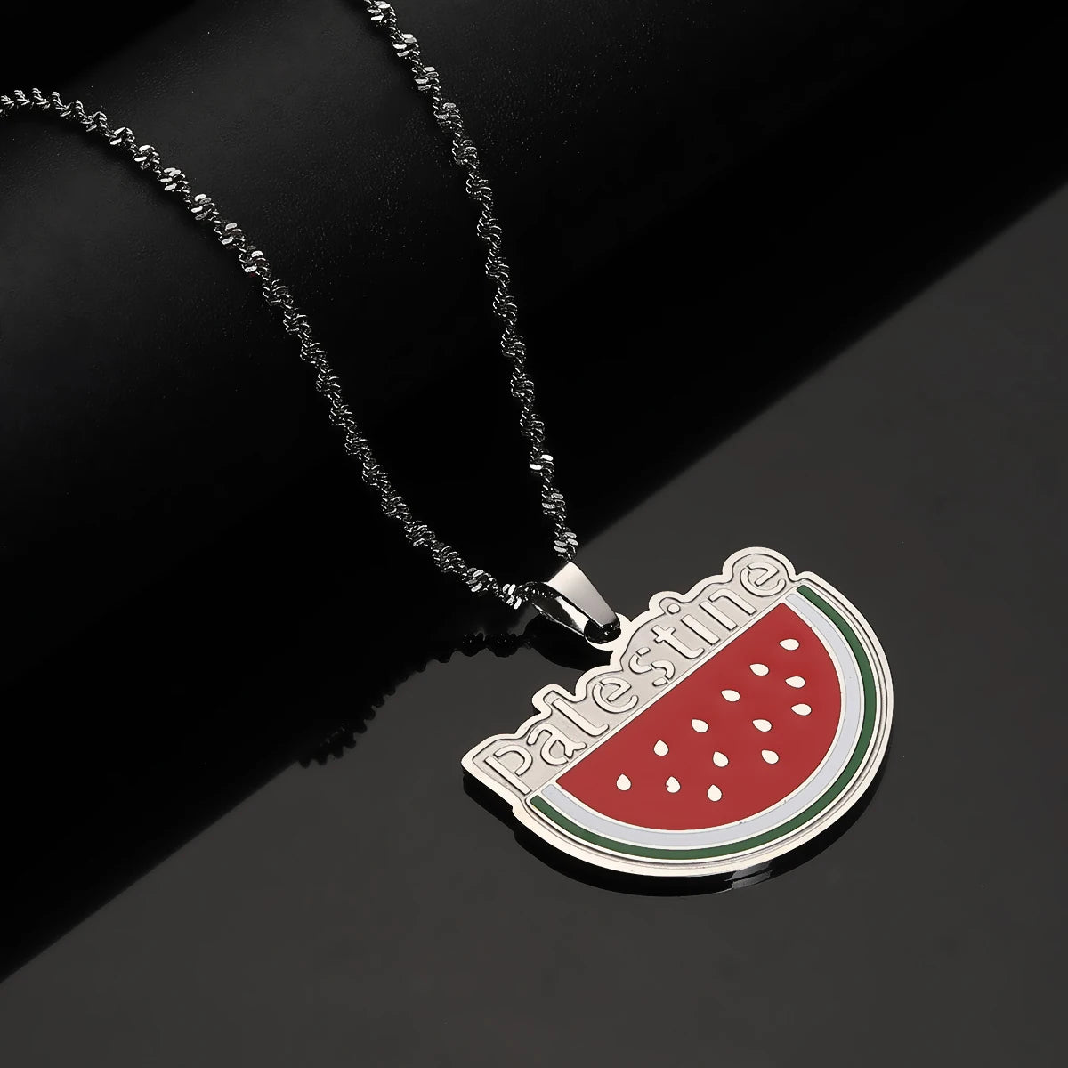 Stainless Steel Arabic Arab Watermelon Gaza Pendant Middle East Pendant Neckace Jewelry