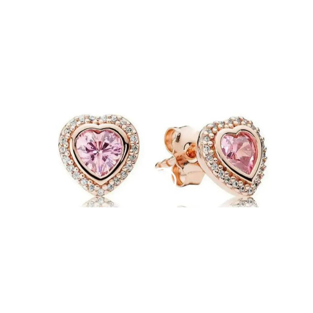 2025Hot Selling 925 Sterling Silver Heart-Shaped Colored Zircon Exquisite Earrings, Suitable For Girls' Charming Jewelry Gifts
