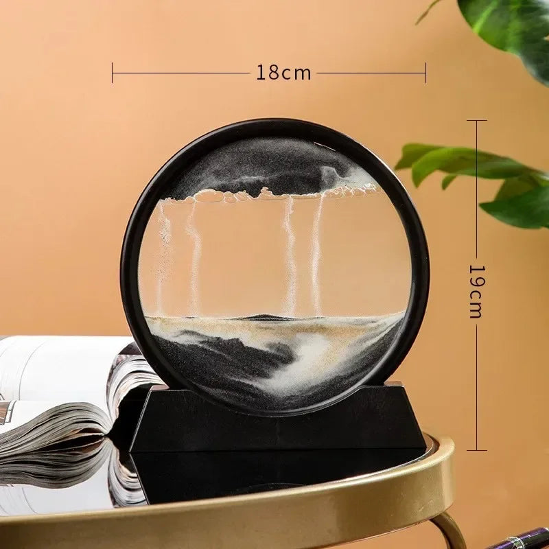 3D hourglass flowing sand art image sand circular glass deep water sand landscape crafts smooth painting family