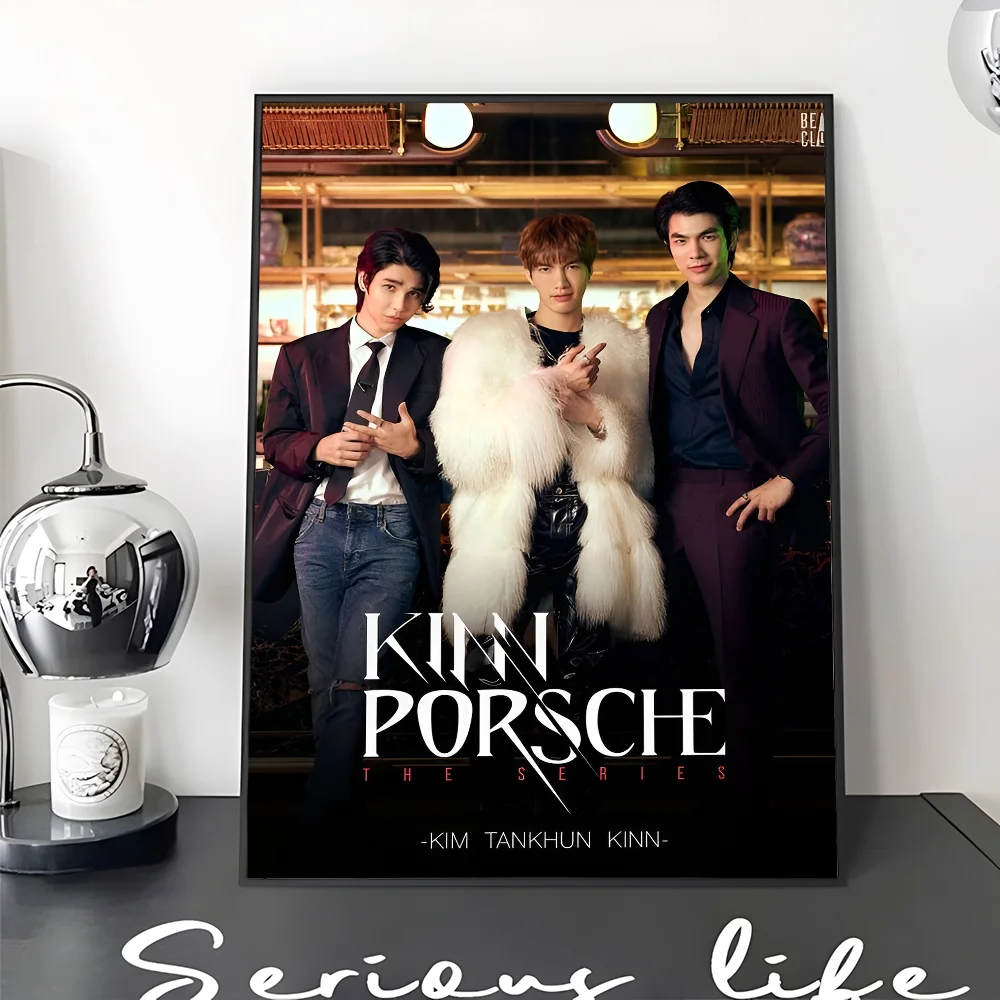 KinnPorsche The Series Movie  Self-adhesive Art Poster Fancy Wall Sticker for Living Room Bar Decoration Decorative Painting