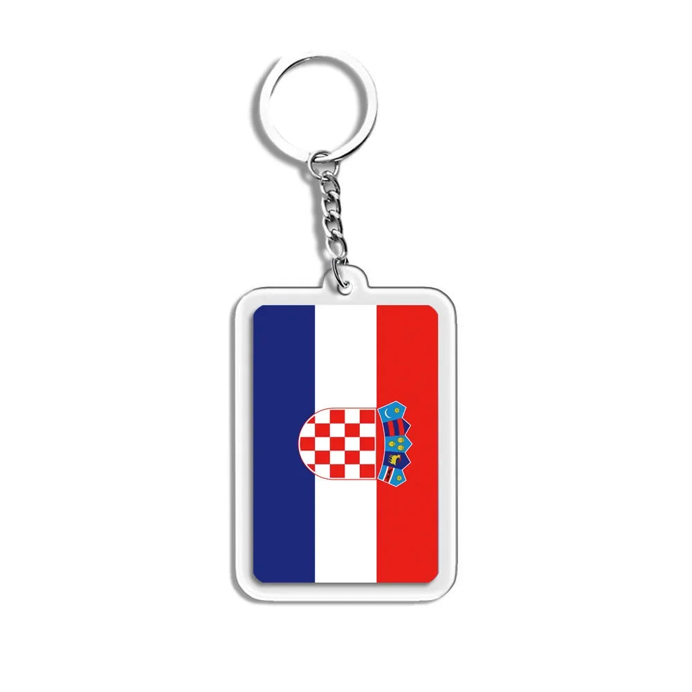 National Flag Keychain Serbia Spain Argentina USA Brazil France Portugal Denmark Poland Tunisia Flags Football Keyring Gifts