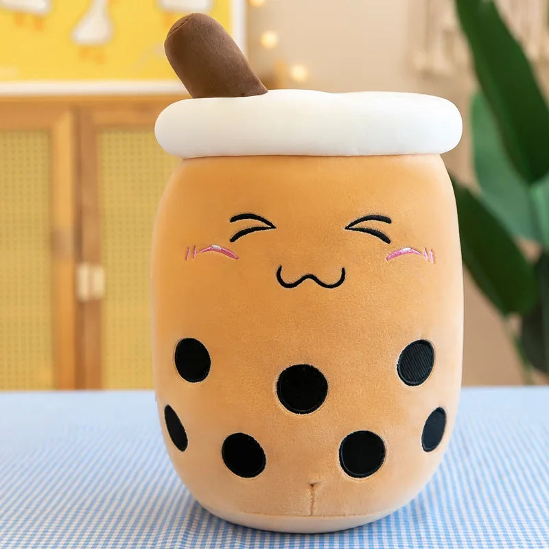 24CM Cute Stuffed Boba Plush Bubble Tea Real-life Bubo Food Milk Cup Plushie Pillow Soft Kawaii Plush Toys Gifts for Kids Baby