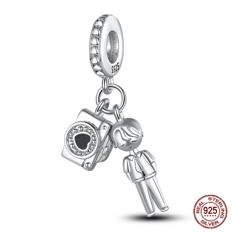 925 Silver Fashion Camera Coffee Cup Flower Charms Beads Fit Qikaola 925 Original Bracelet DIY Birthday Jewelry Making For Women