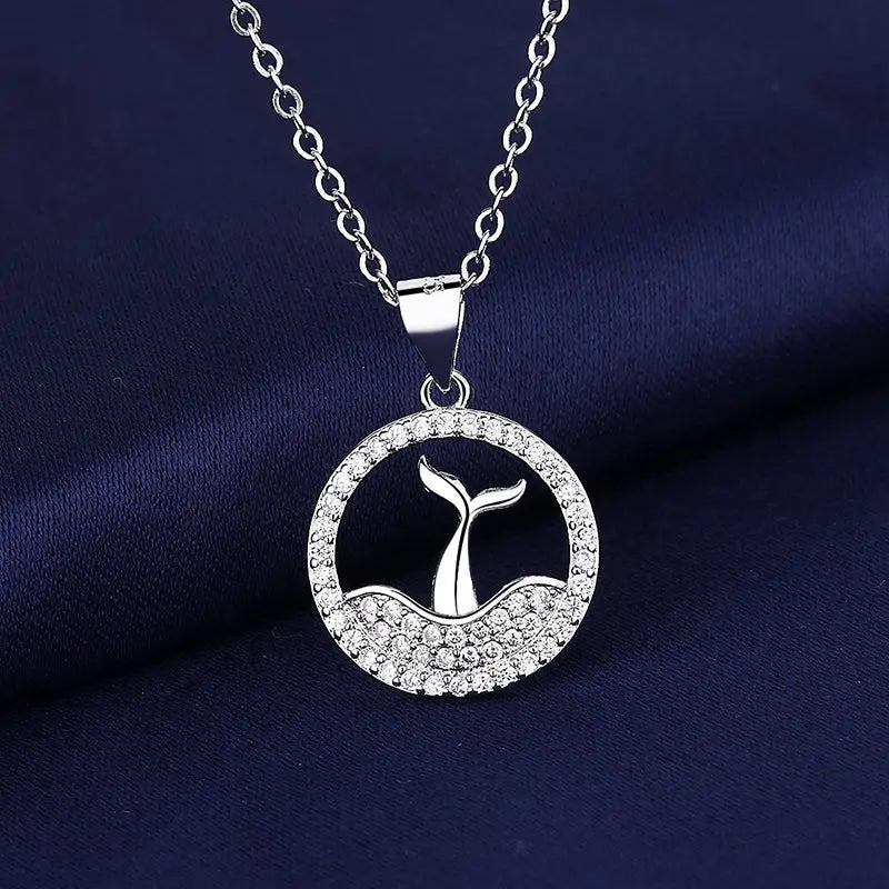 925 Sterling Silver Necklace For Women Round Pendent Sparkling Pave CZ Necklace Fashion Anniversary Birthday Jewelry Gifts N325