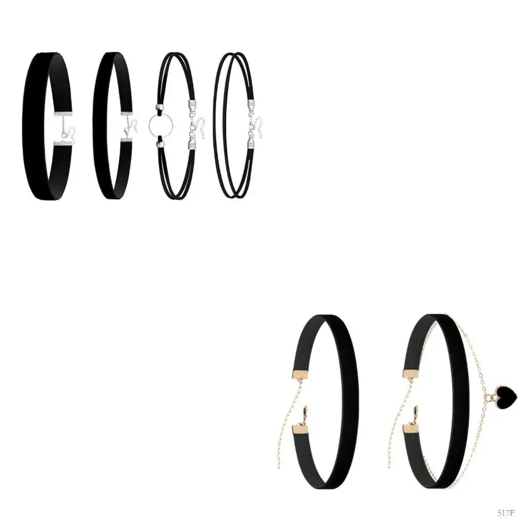 517F Adjustable Double Layer Black Textile Necklace Stylish Layering Piece For Trendy Outfits