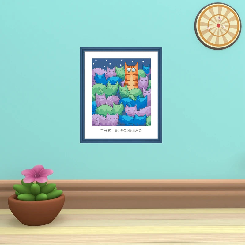 The imposter insomniac cross stitch package cartoon 18ct 14ct cloth cotton thread embroidery DIY handmade needlework