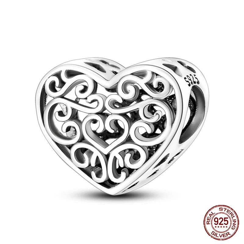 925 Sterling Silver Romantic Heart Series Charms Beads Fit Qikaola 925 Original Bracelet DIY Mother's Day Jewelry Gifts