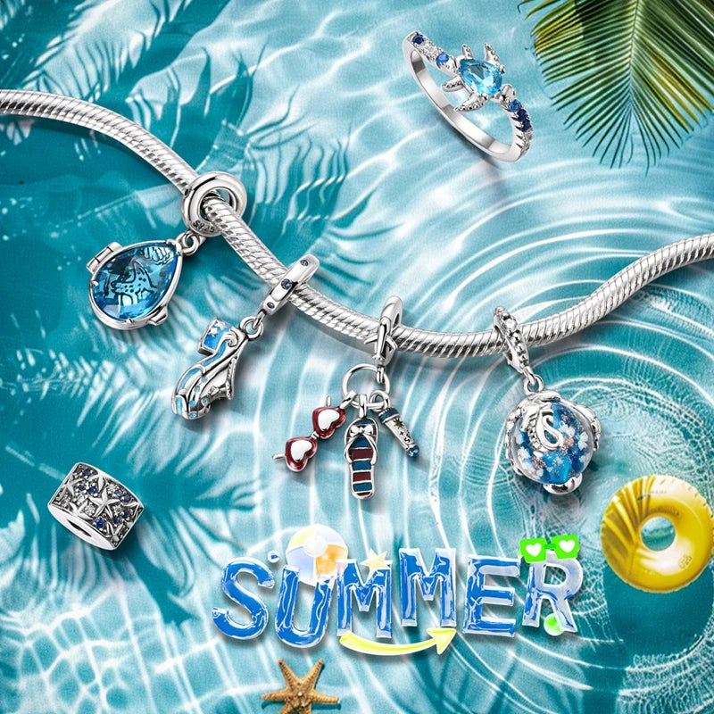 Underwater World 925 Sterling Silver Ocean Octopus Seashell Seahorse Starfish Pendant Fit DIY Bracelet Necklace Boutique Gift