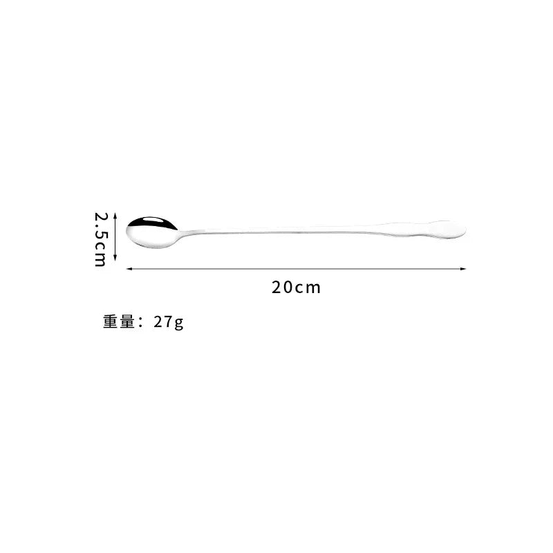 20cm/23cm/32cm Long Handled Stainless Steel Gourd Mixing Spoon Bar Cocktail and Tea Spoon Coffee Ice Cream Dessert Mixing Spoon