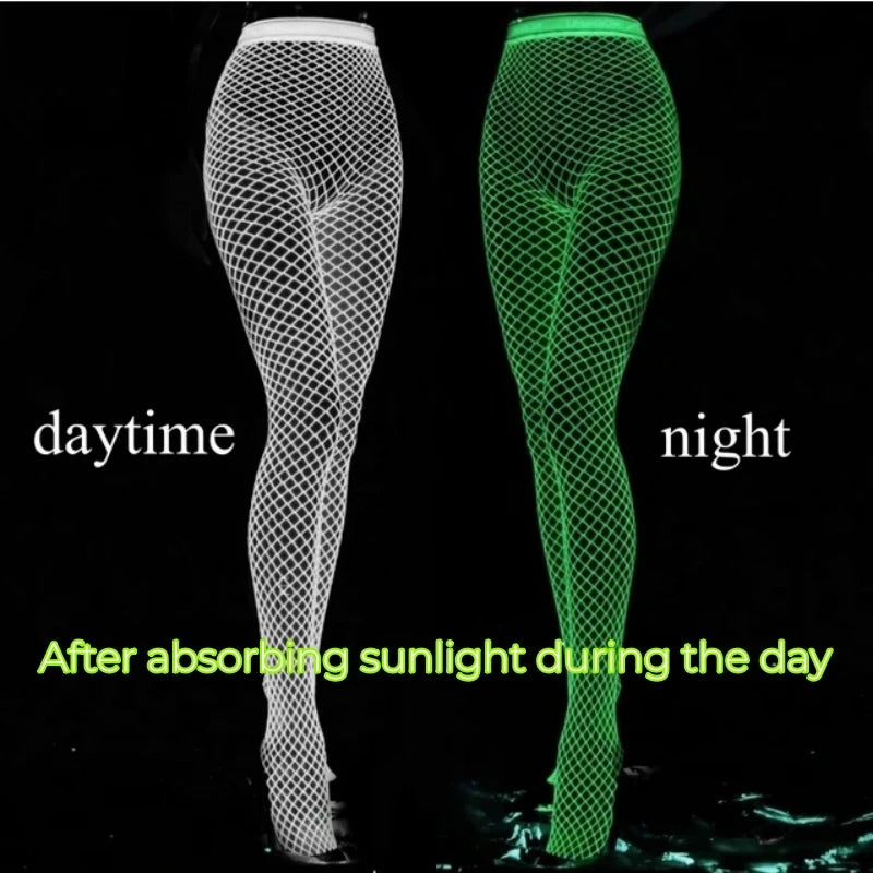 Women Glow in The Dark Fishnet Tight Rose Pattern Fishnet Tights Luminous Fishnet Halloween Party Festive Dress Up
