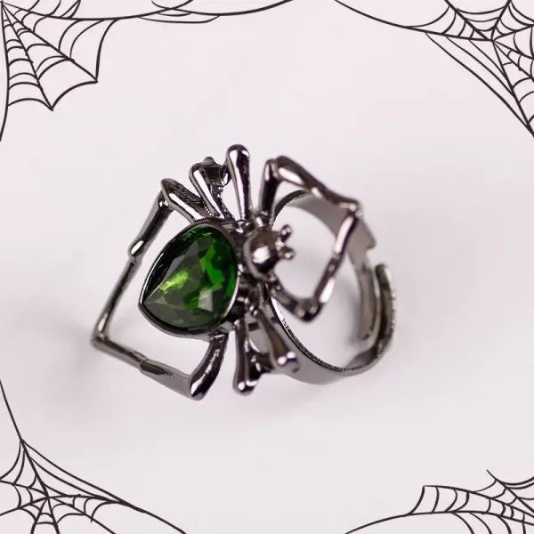 Gothic Fashion Rings For Women Girls Crystal Black Spider Open Ring Hip Hop Punk Irregular Animal Finger Jewelry Halloween Gift