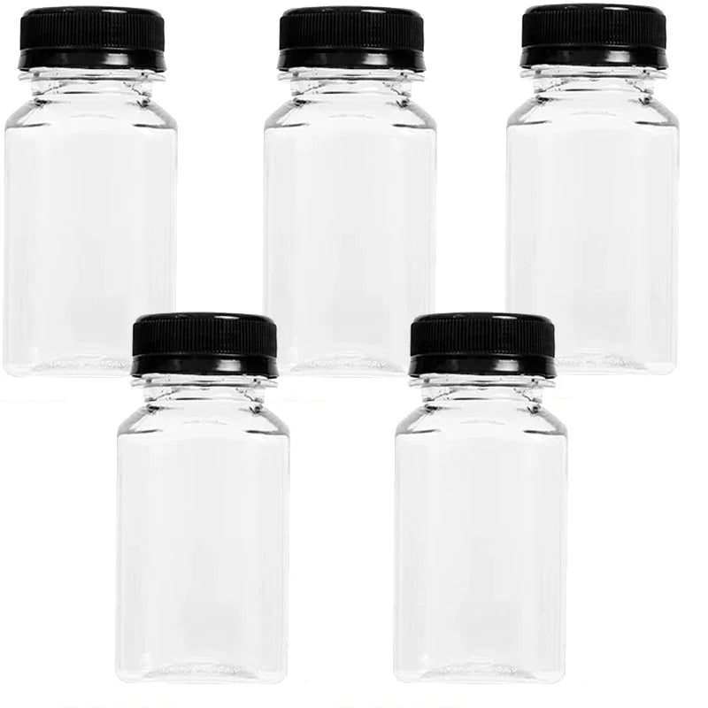 10/1x Transparent Juice Bottles with Caps Empty Clear Containers with Seal Lids for Home DIY Smoothie Milk Water Other Beverages