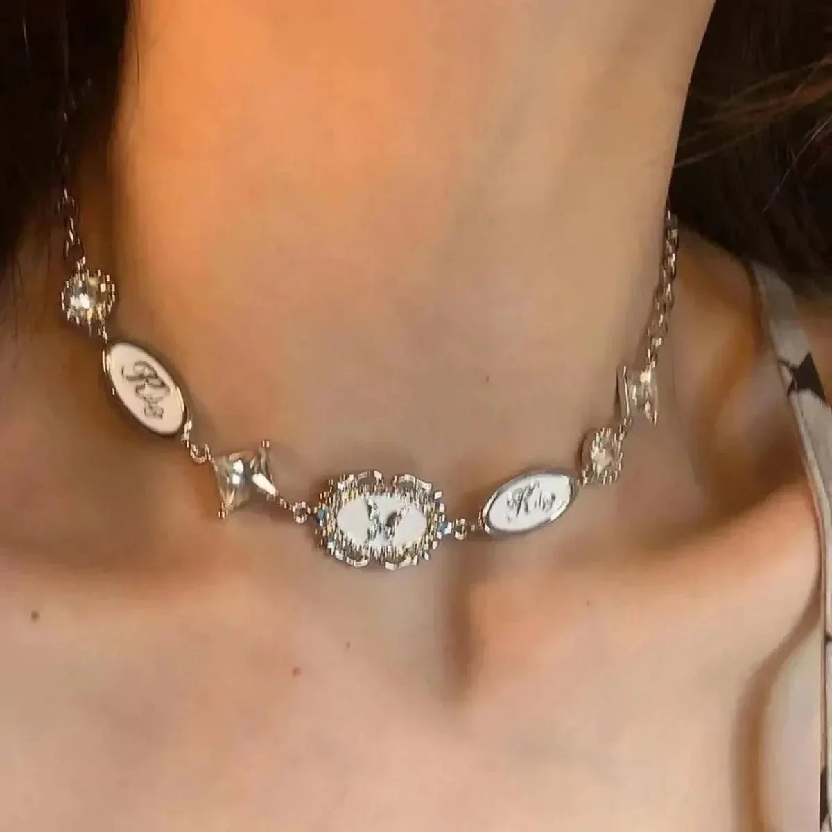 Gothic Punk Fashion Charm Cute Pink Large Cross Pendants Choker Chains Necklace Women Y2K Accessories Jewelry