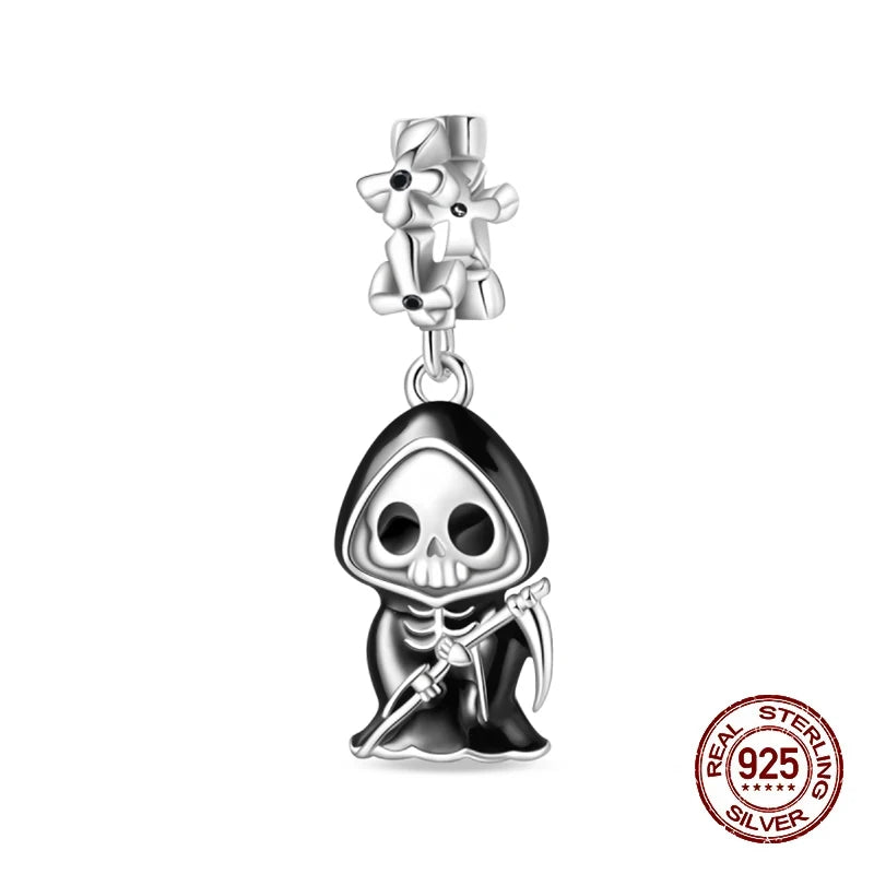 2025 Hot Sale Halloween Charms Bead 925 Sterling Silver Luminous Pumpkin Ghost Dangle Fit Bangle Bracelet Necklace DIY Jewelry