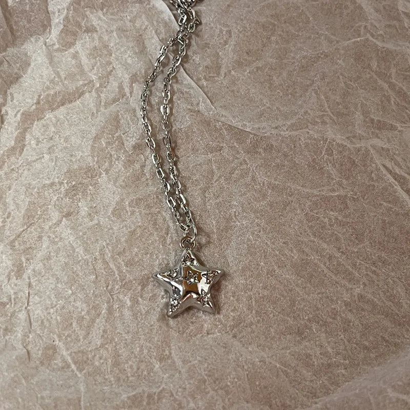 Simple Red Glass Cross Cherry Strawberry Heart Pendant Necklace for Women Stainless Steel Jewelry Accessories