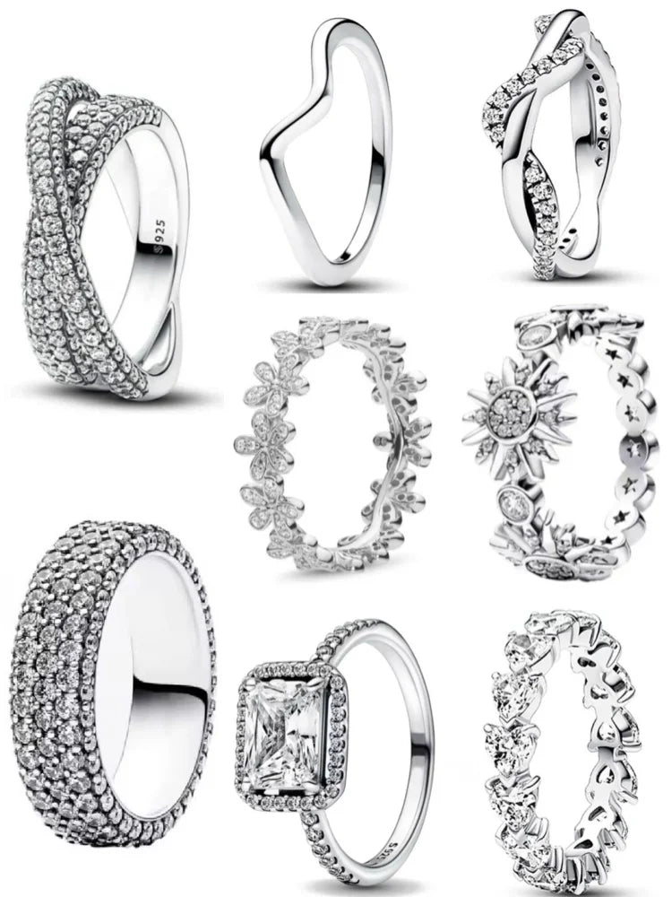 2025 New 925 Silver Square Ring, Size 6 7 8 9, Suitable For Exquisite High-Quality Jewelry For Women At Wedding Parties