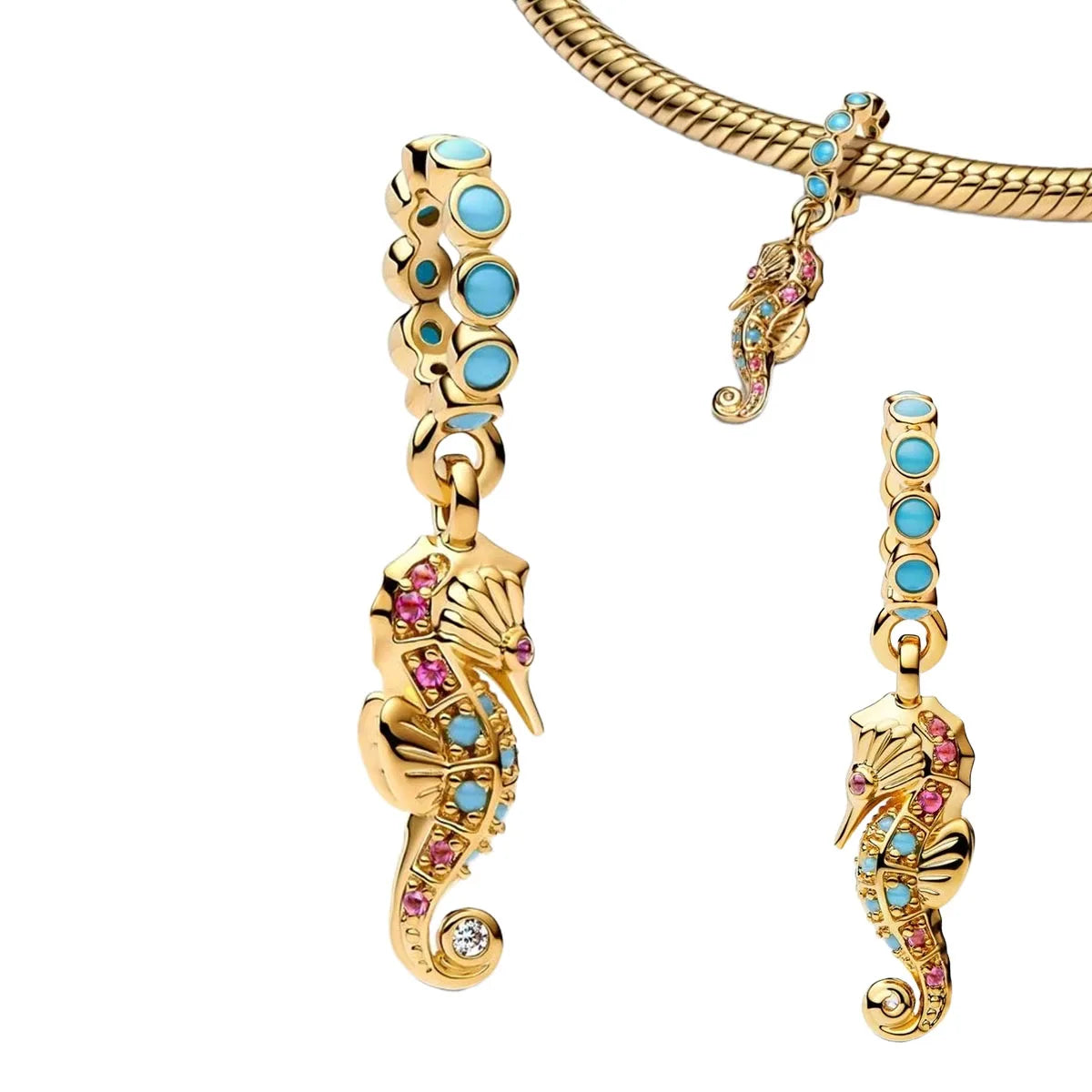 Pink Bow Ring Set Original 925 Sterling Silver Colorful Zircon Ring Earrings Bracelet Necklace Original DIY Women's Jewelry Gift