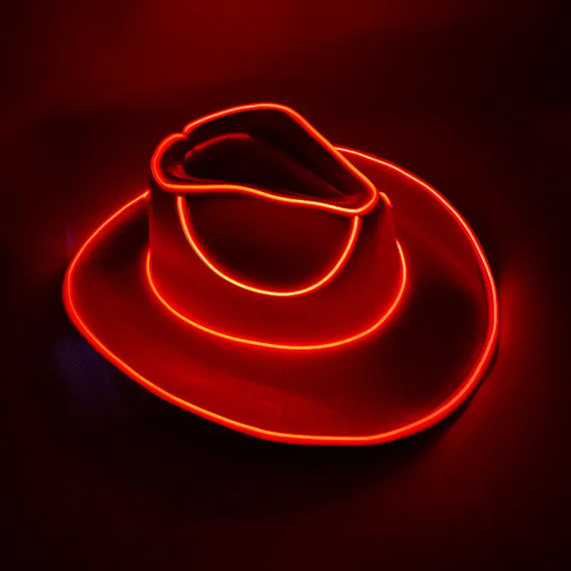 Bachelorette Party Supplies Bride Cowgirl Hat Glowing Light Bar Cap Wireless Disco Luminous Led Flashing Neon Western Cowboy Hat