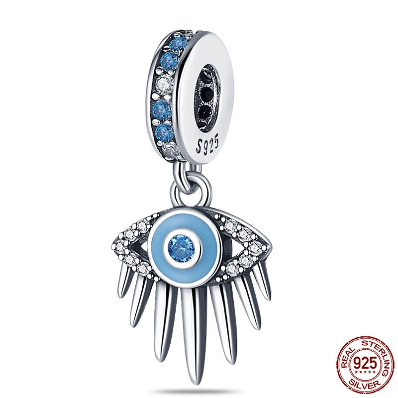 100% Real 925 Sterling Silver Classic Devil's Eye Charms Beads For Women Fit Original Qikaola Bracelets Fine DIY Jewelry Making