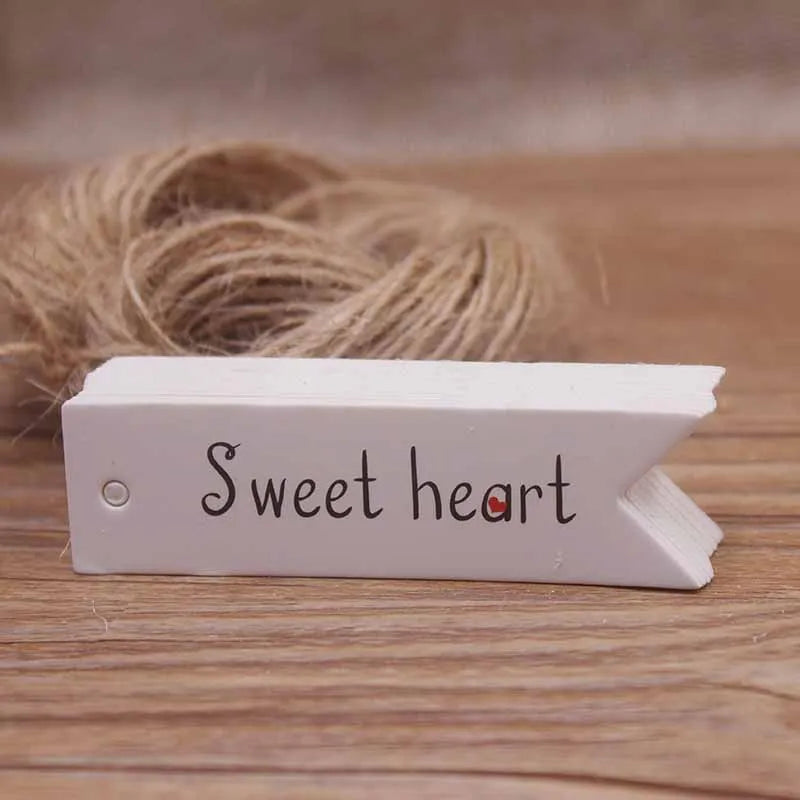 100pcs Kraft Gift Tags with 20m Rope Thank You Paper tags for  Gift New Year Halloween Christmas Label Party Decoration