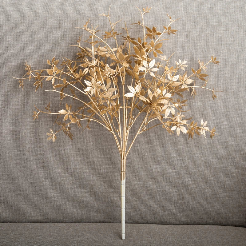 Gold Plastic Artificial Plants Balcony Bonsai DIY Flower Arrangement Eucalyptus Leaves  Autumn Home Party Christmas Decorations