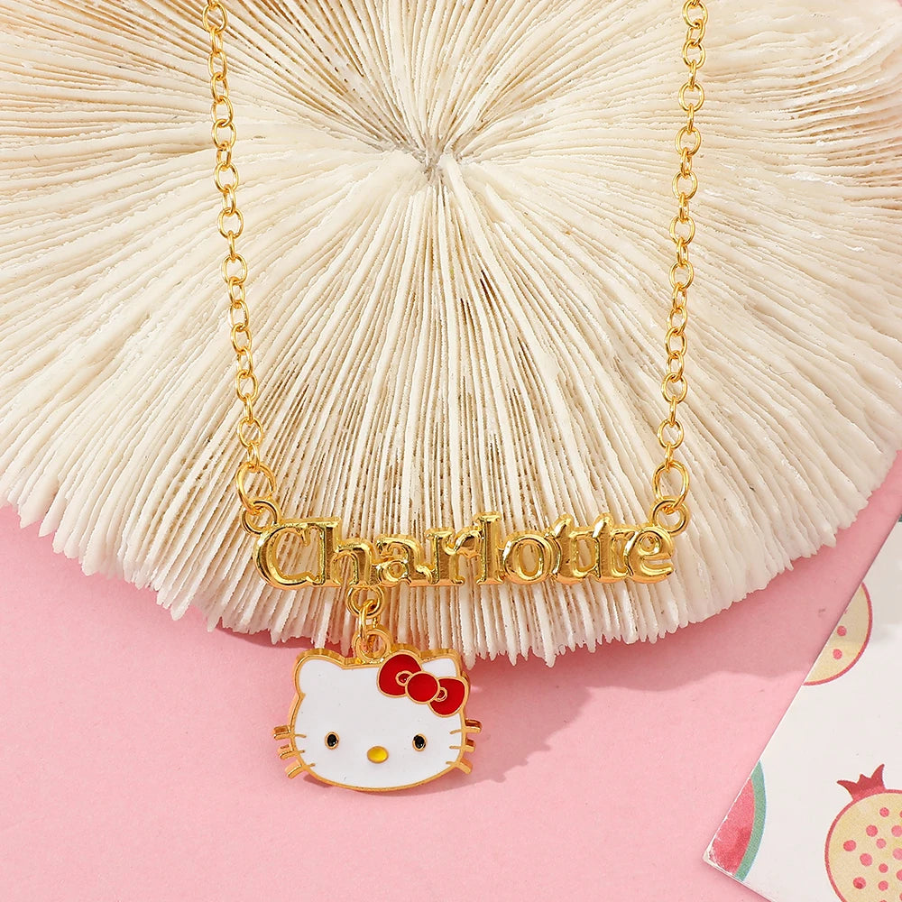 Sanrio HelloKitty Collection Sweet Cute Creative Enamel Pendant Necklace Fashion Charm Jewelry Girl Party Gift