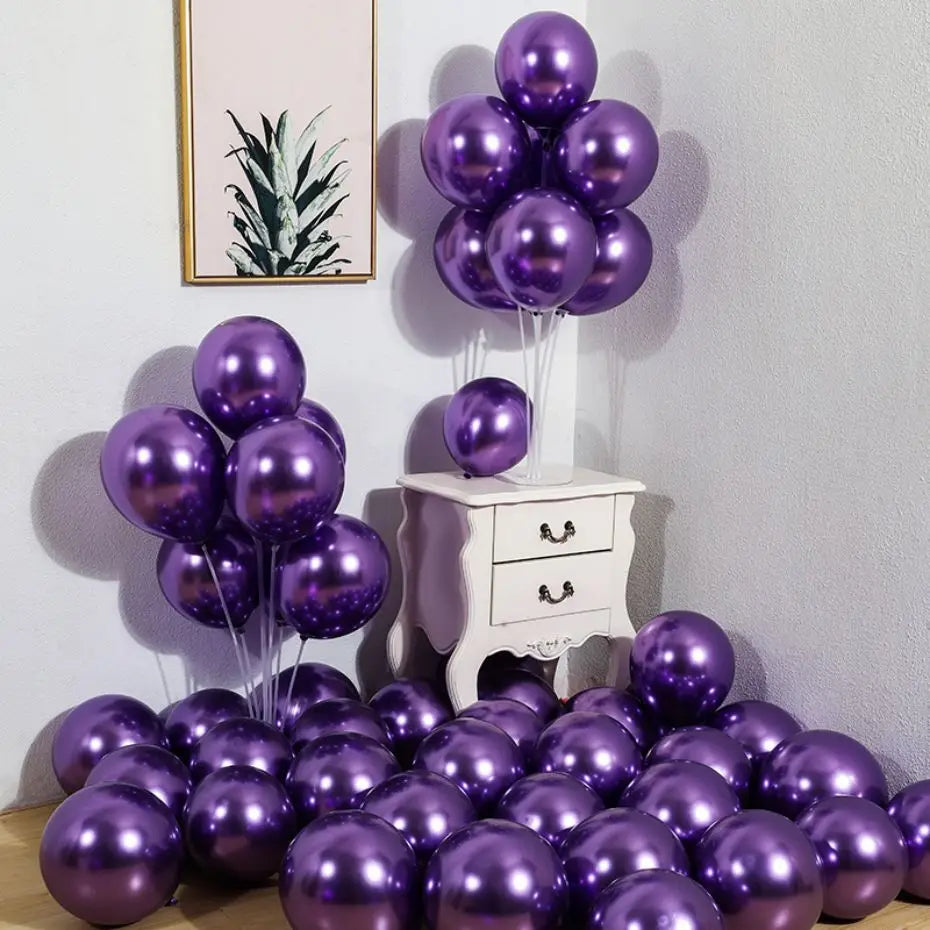 10Pcs Metal Latex Balloons Christmas Baby Shower Balloons Wedding Halloween New Year Ball Shape Birthday Party Decorations