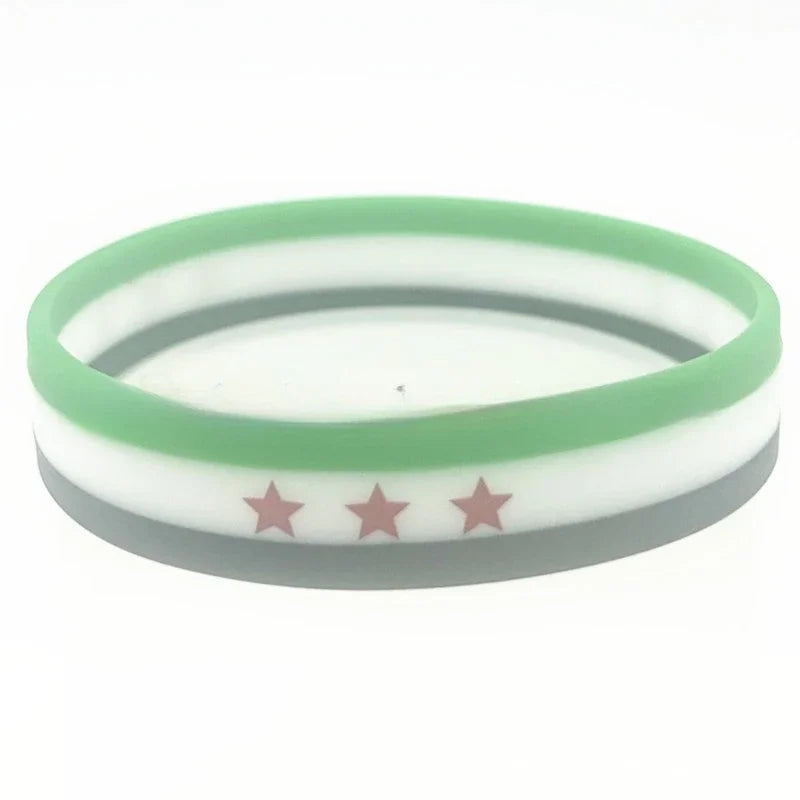 Syria Flag Silicone Rubber Bracelets Sports Wrist Band Bangle for Women Men Special Gift for Lover Healthy Exercise Keychains