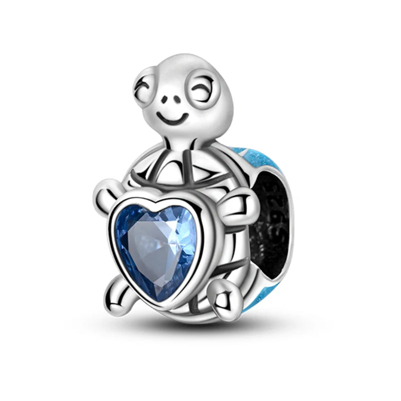 Fashion 925 Sterling Silver Summer Ocean World Series Sea Turtle Starfish Crab Octopus Charms Beads Fit 925 Bracelet DIY Jewelry