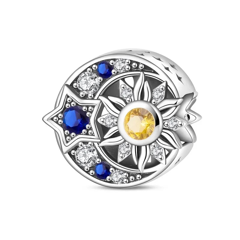 Hot Sale Original 925 Sterling Silver Star & Moon Charms Earrings Ring Beads Pendant Fit Bracelet Necklace DIY Fine Jewelry Gift