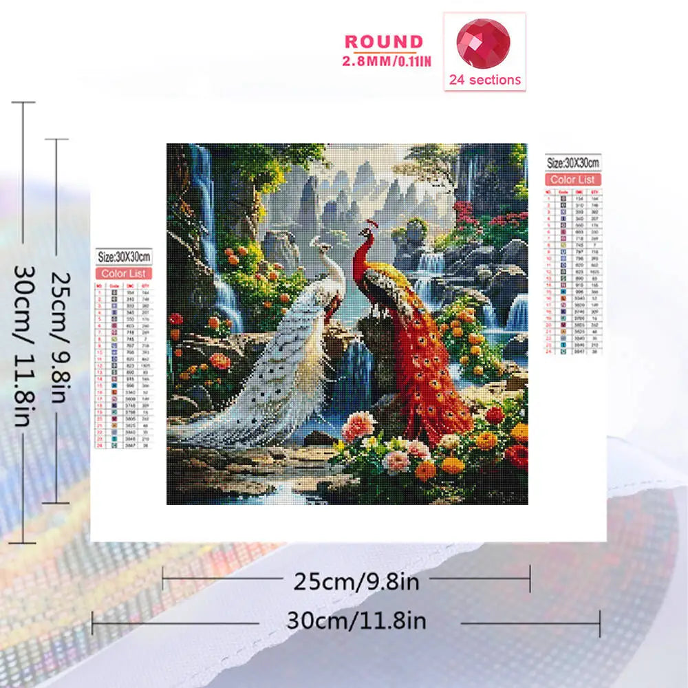 Evershine New arrival peacock Diamond Embroidery Animal Painting DIY Suitable For Beginners Diamond Mosaic waterfall Handicraft