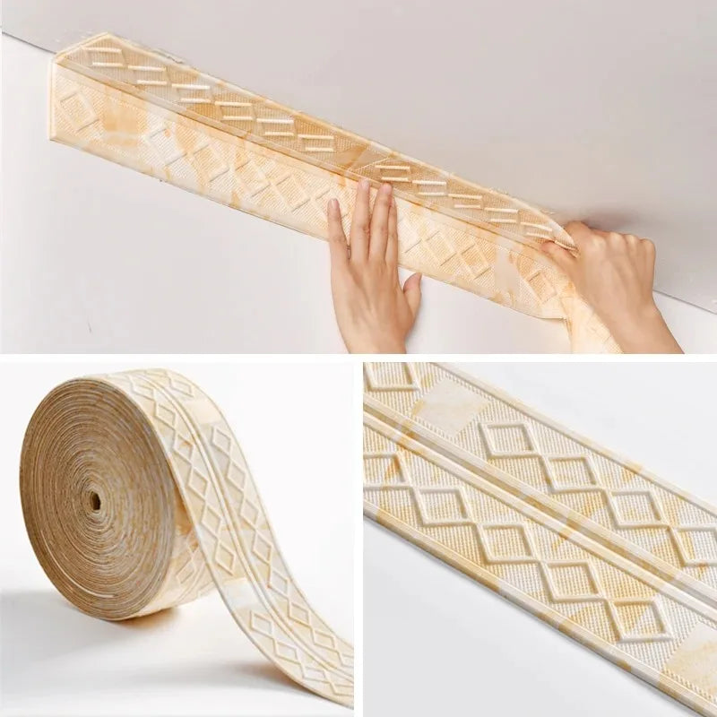 1PC 2.3m/90.55inch Stickers Self Adhesive Wall Trim Line Skirting Border Home Room Decoration Bedroom