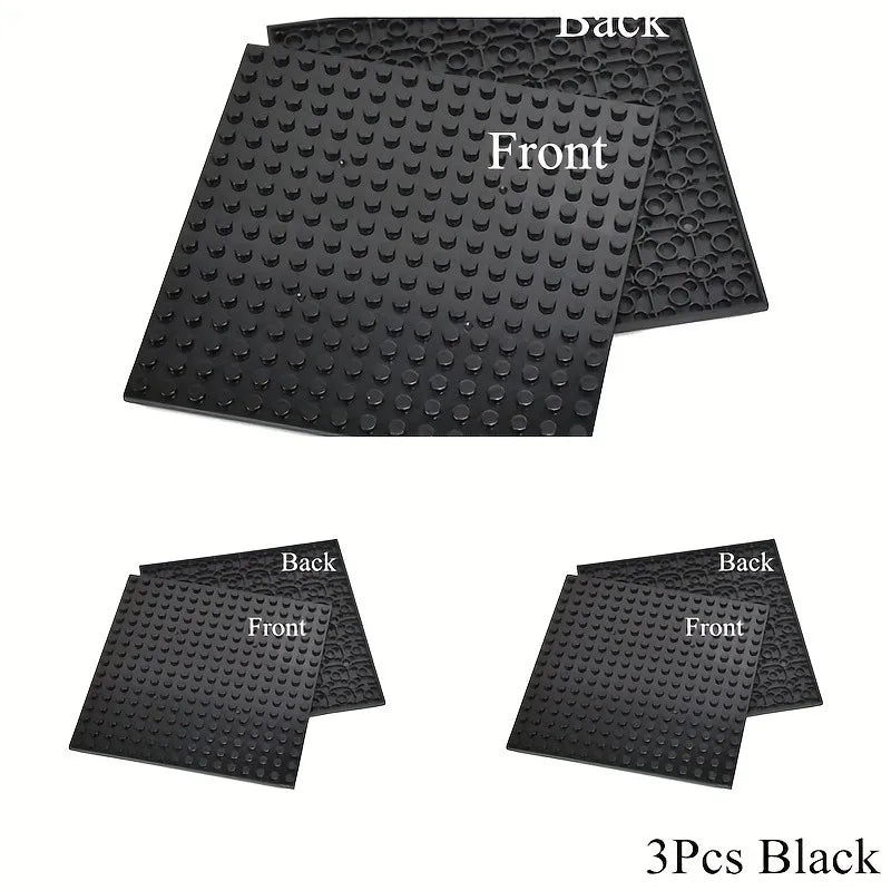 3pcs Plates 16 X 16 Double Sided Baseplate Building Blocks, Base Plate City Parts, Educational Toy Halloween Christmas Gifts