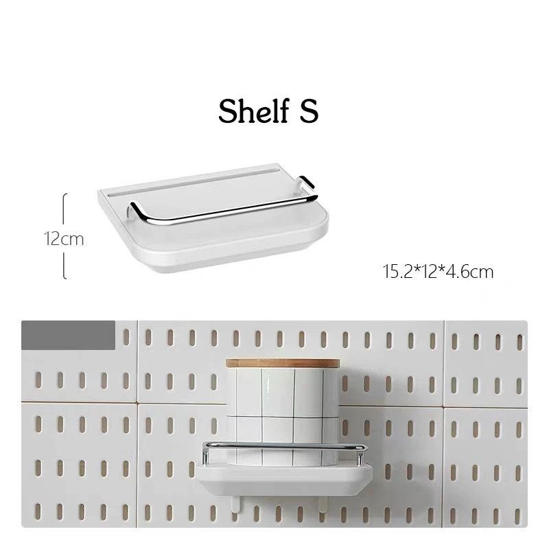 DIY Pegboard and Accessories, Multifunction Kitchen Organization, No Drill, Shelf, Wall Panels, Wall-Mounted Storage Rack