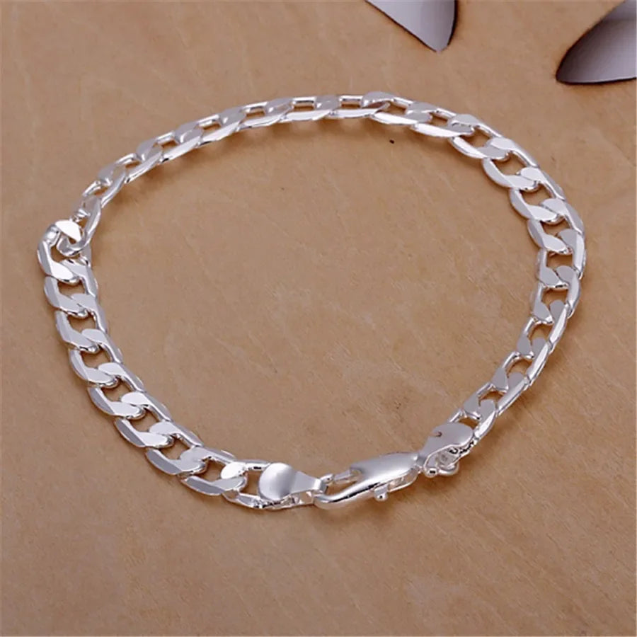 925 Sterling Silver Chain Exquisite Twisted Bracelet Fashion Charm Chain Women Men Solid Wedding Cute Simple Models Jewelry