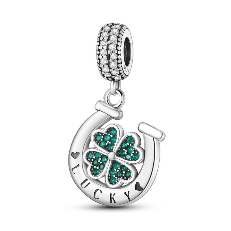 New 925 Sterling Silver Cactus Four Leaf Clover Charm Spring Green Series Bead Pendant For Original Beads Bracelet DIY Jewelry