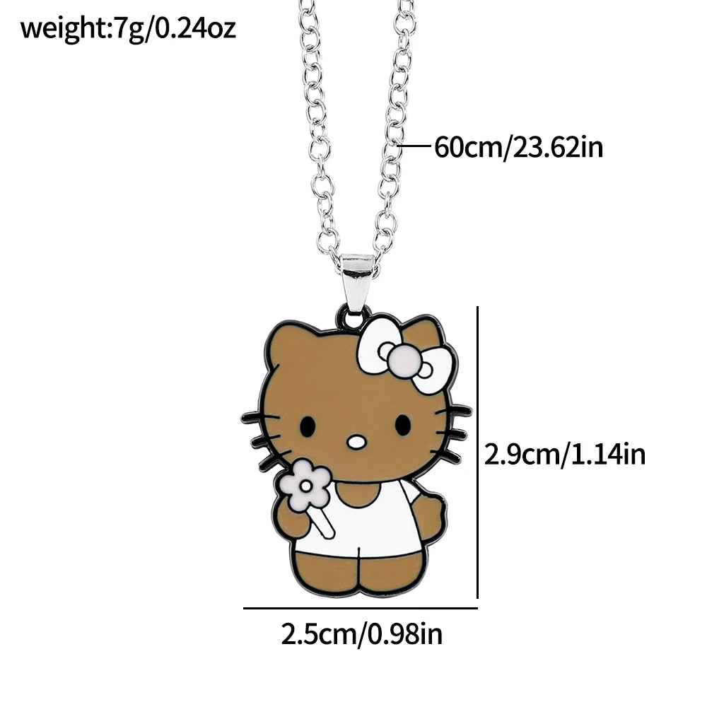 Sanrio HelloKitty Collection Sweet Cute Creative Enamel Pendant Necklace Fashion Charm Jewelry Girl Party Gift