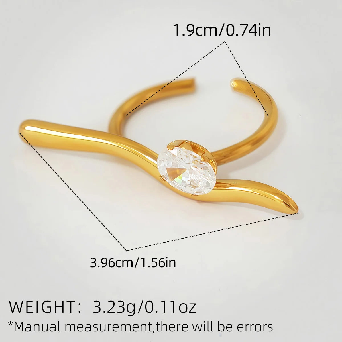 Statement Stainless Steel Delicate Shiny Cubic Zirconia Ring High Quality 18K Gold PVD Plated Finger Jewelry Gift
