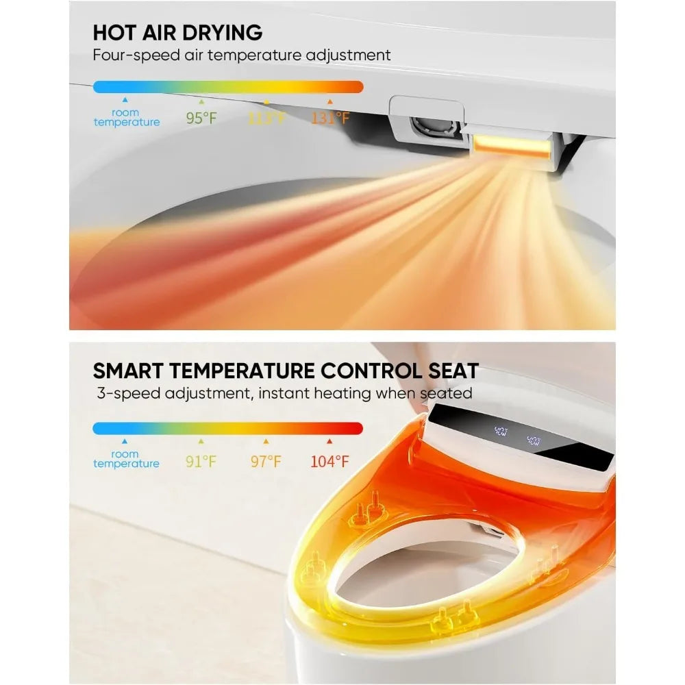 Free Delivery - Smart Toilet,Tankless Toilets with Warm Water Sprayer and Dryer, Foot Sensor Operation,Bidet with Heated Seat