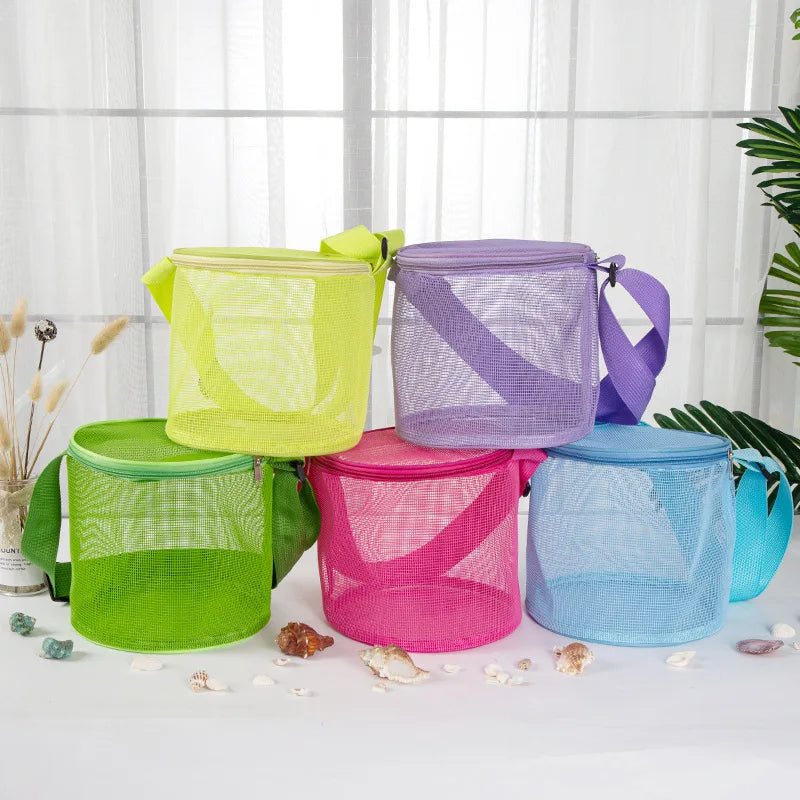 Net Yarn Shell Storage Bag Beach Three-dimensional Circle Dredging Bucket Toys Finishing Collection Bag