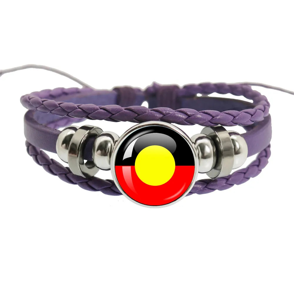 Australian Aboriginal Flag National Emblem Dangle Glass 25mm Key Chain Fashion  Key Chains Glass Cabochon Lady  Key Chains Jewel