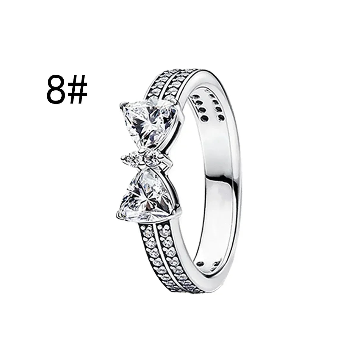 Pink Bow Set Original 925 Sterling Silver Colorful Zircon Ring Earrings Bracelet Necklace Original DIY Women's Jewelry Gift