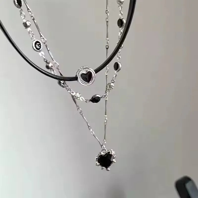 New Y2K Goth Harajuku Vintage Black Heart Star Choker Necklace Egirl Aesthetic 2000s EMO Grunge  Charm Jewelry Scene Accessories