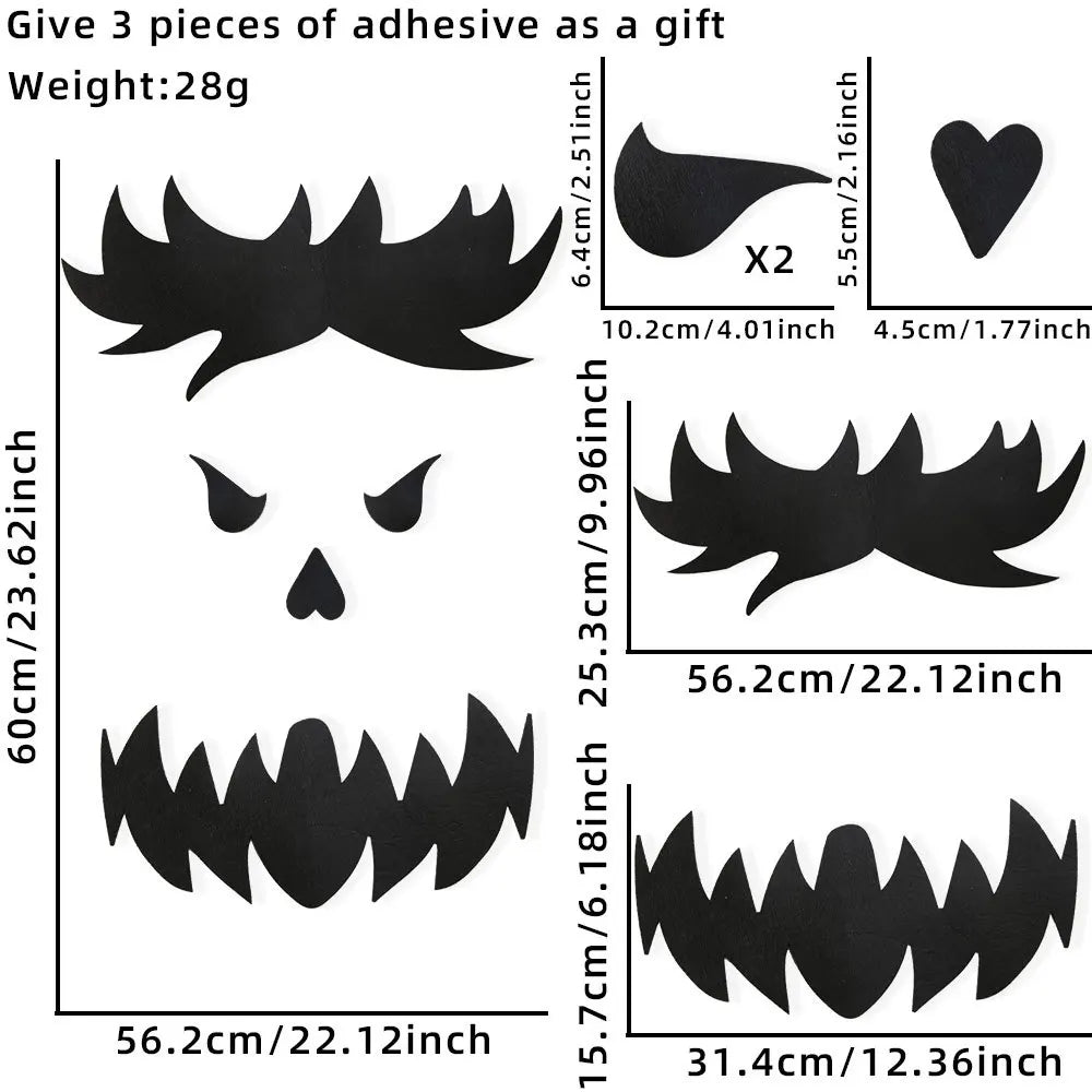 Halloween decoration room door stickers window decor skeleton hand pumpkin DIY devil witch hat glass window stickers ghost