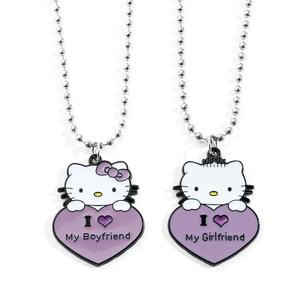 Hello Kitty Bead Necklace 1 PC Cartoon Anime Metal Pendant Unisex Birthday Christmas Gift for Boyfriend Girlfriend