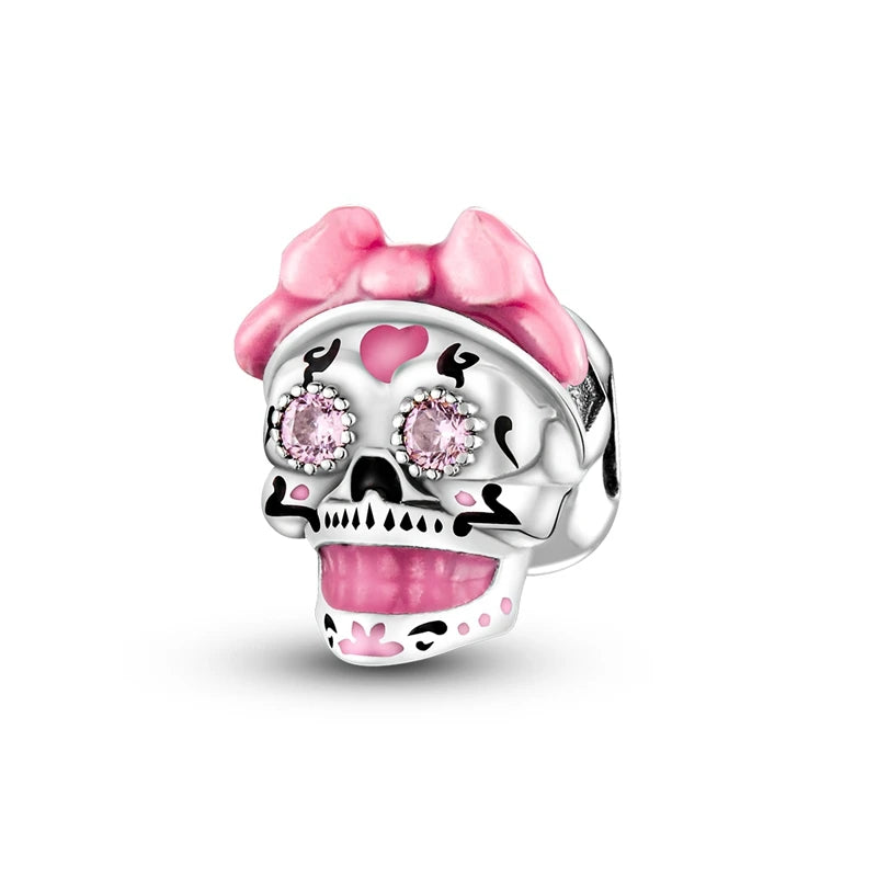 Original 925 Sterling Silver Halloween Charms Beads Pendant Pumpkin Witch Doll Skull Candy Charm Fit Bracelet DIY Jewelry Gift